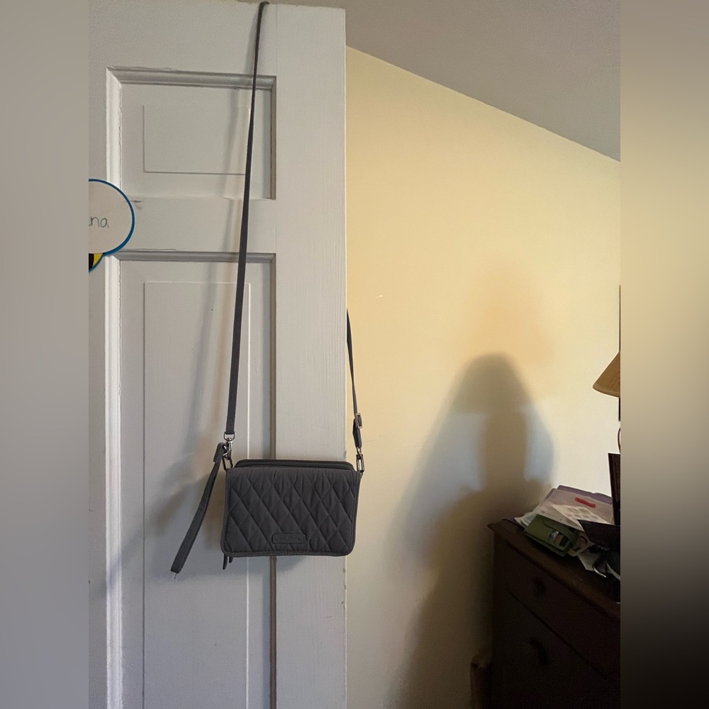 Vera Bradley RFID 3-in-1 Crossbody Bag in Microfiber Blue/Grey